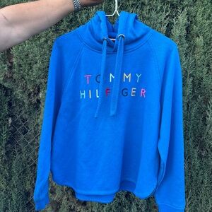 Tommy Hilfiger Youth Large, Blue, Hooded Sweatshirt, Unique Embroidered Logo